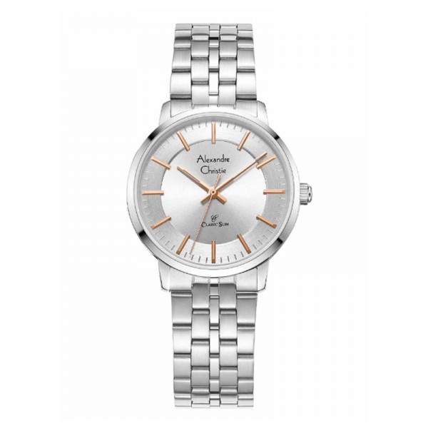 Alexandre Christie AC 8692 Silver White Rosegold Lady LHBSSSLRG